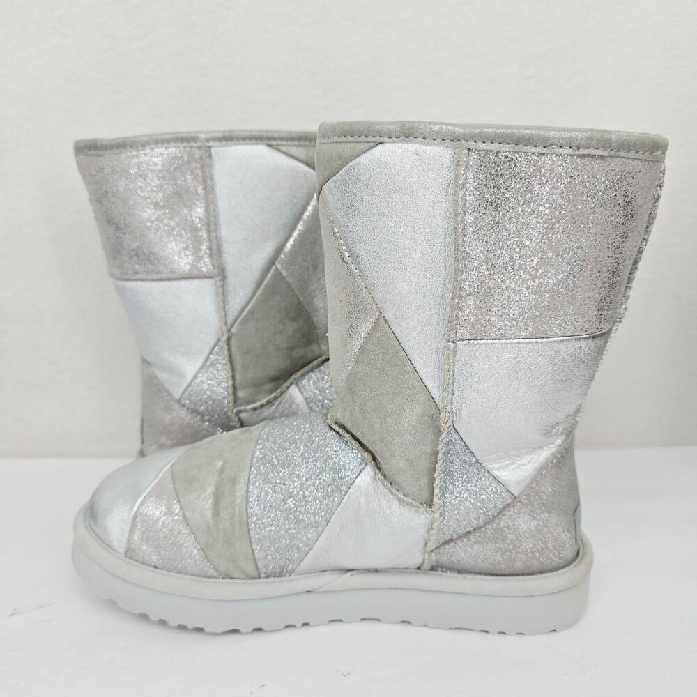 Ugg Classic Short Glitter Patchwork Booties Silve… - image 3